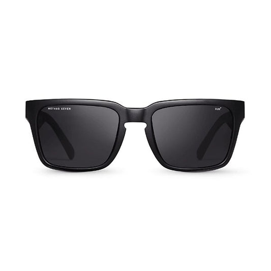 Front shot of Method Seven Evolution sunnies in matte black.