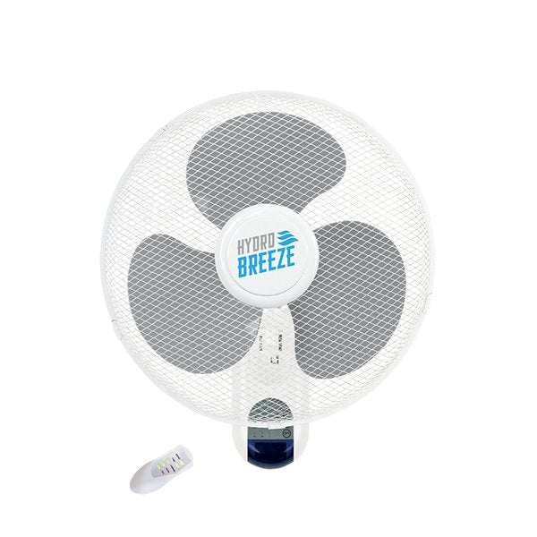 White fan with three grey blades.