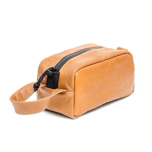 Abscent Odour-Proof Leather Mini Toiletry Bag (Cognac)