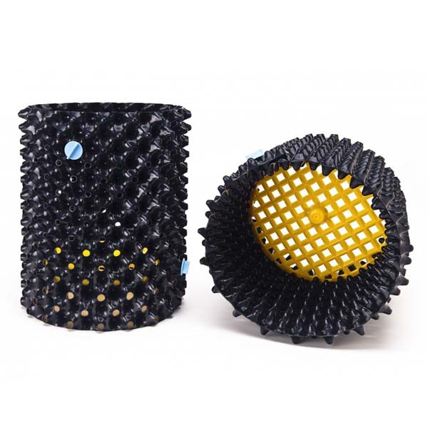 Black Air-Pot with yellow base and 2 large fixings (light blue)