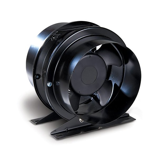 Allvent A80 Inline Fan 200 in black metal casing