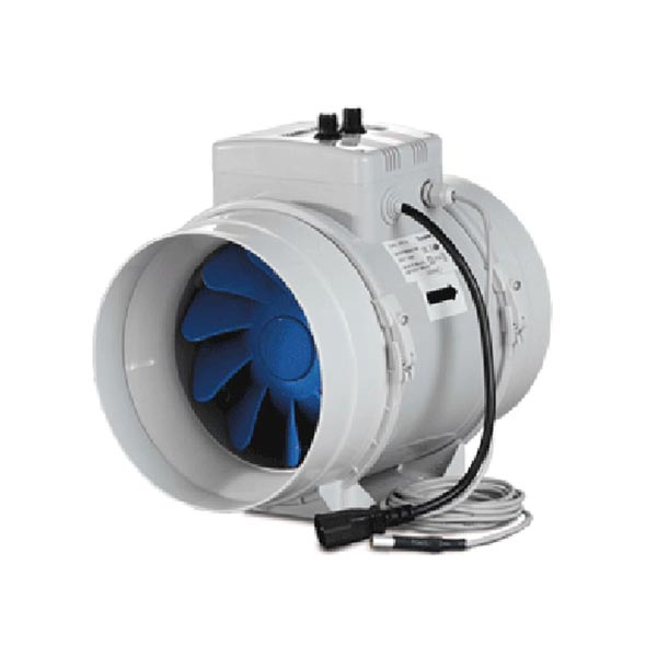 White fan with blue blades.