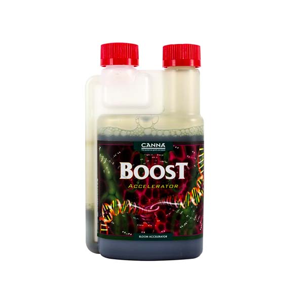 Opaque bottle labeled "Boost" with two red caps.