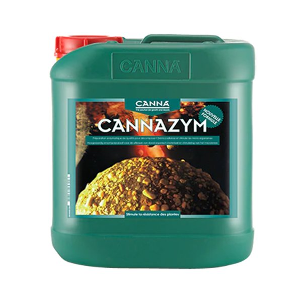 Green Cannazym drum bottle with red screw cap