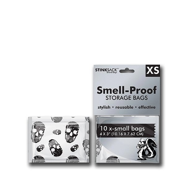 Stink Sack Skull Print Smell-Proof Bags - XS (Pack of 10)