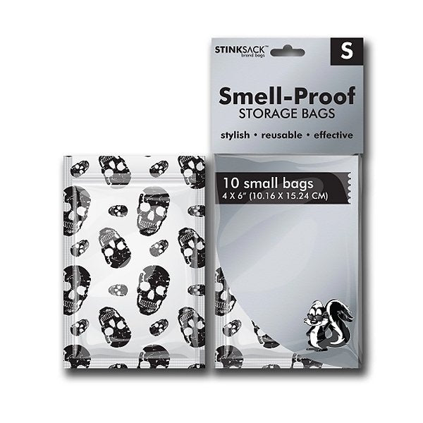 Stink Sack Skull Print Smell-Proof Bags - Small (Pack of 10)